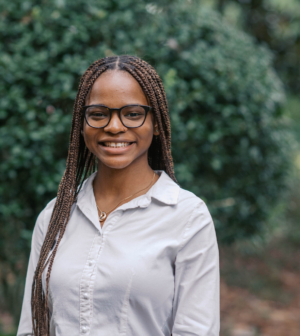 Daylen Pearson standing in front of the Administration Building