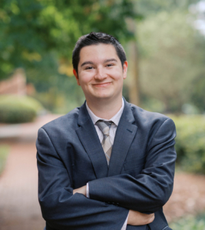 Ben Cohen standing in front of the Administration Building